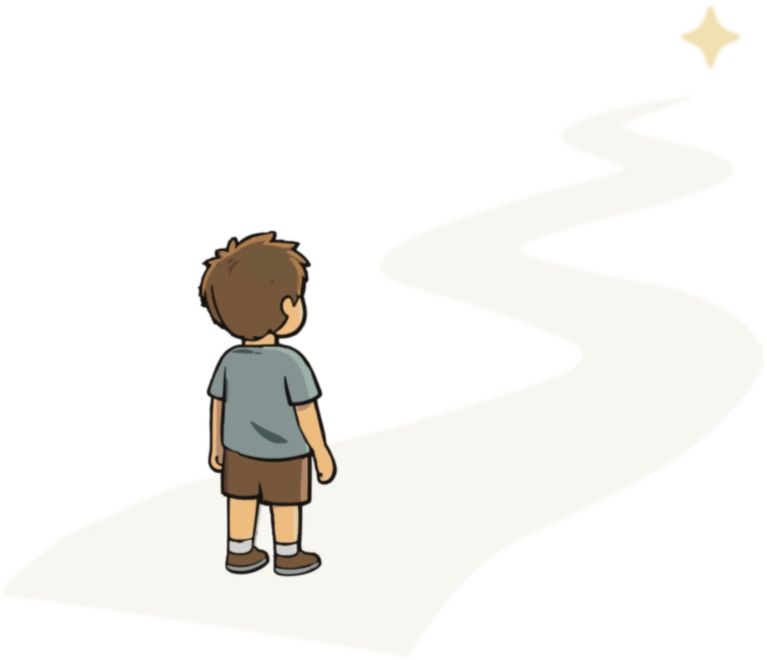 Child looking ahead down a winding road